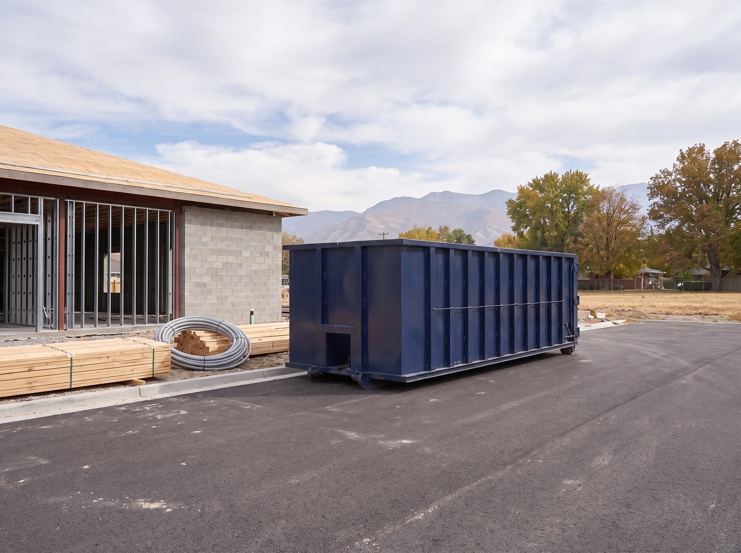 Roll-off dumpster being loaded in Colorado